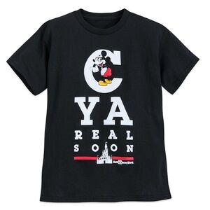 Disney Parks Mickey screen art with an eye chart that spells ''C YA REAL SOON”